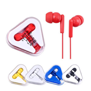 Colorful Ear Buds with Matching Triangle Case